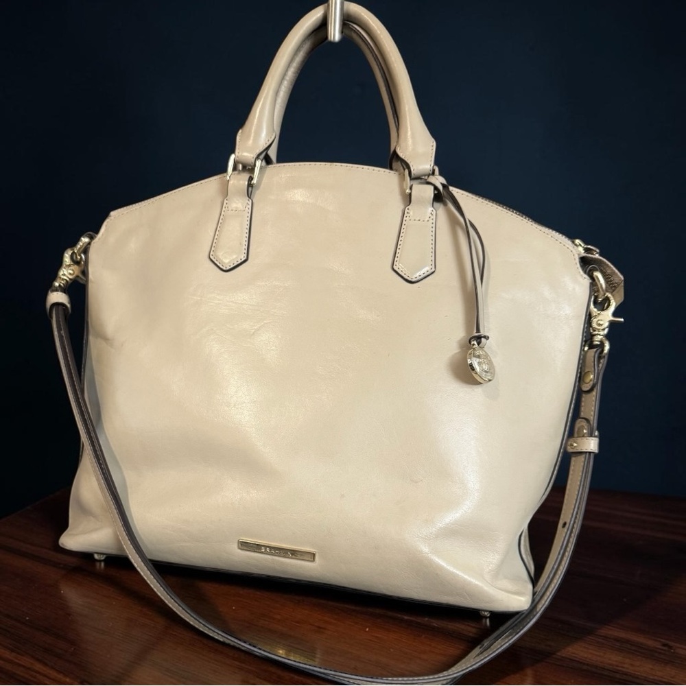 Brahmin Large Smooth Leather Duxbury Satchel/Shoulder Bag in Sand Topsail - Picture 3 of 11